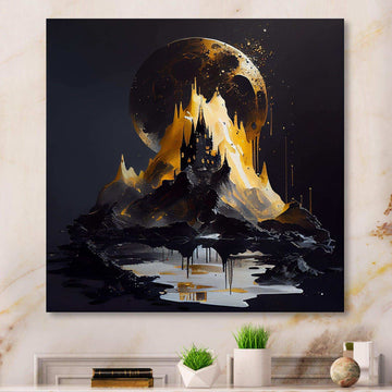 Black And Gold Mountain Landscape I